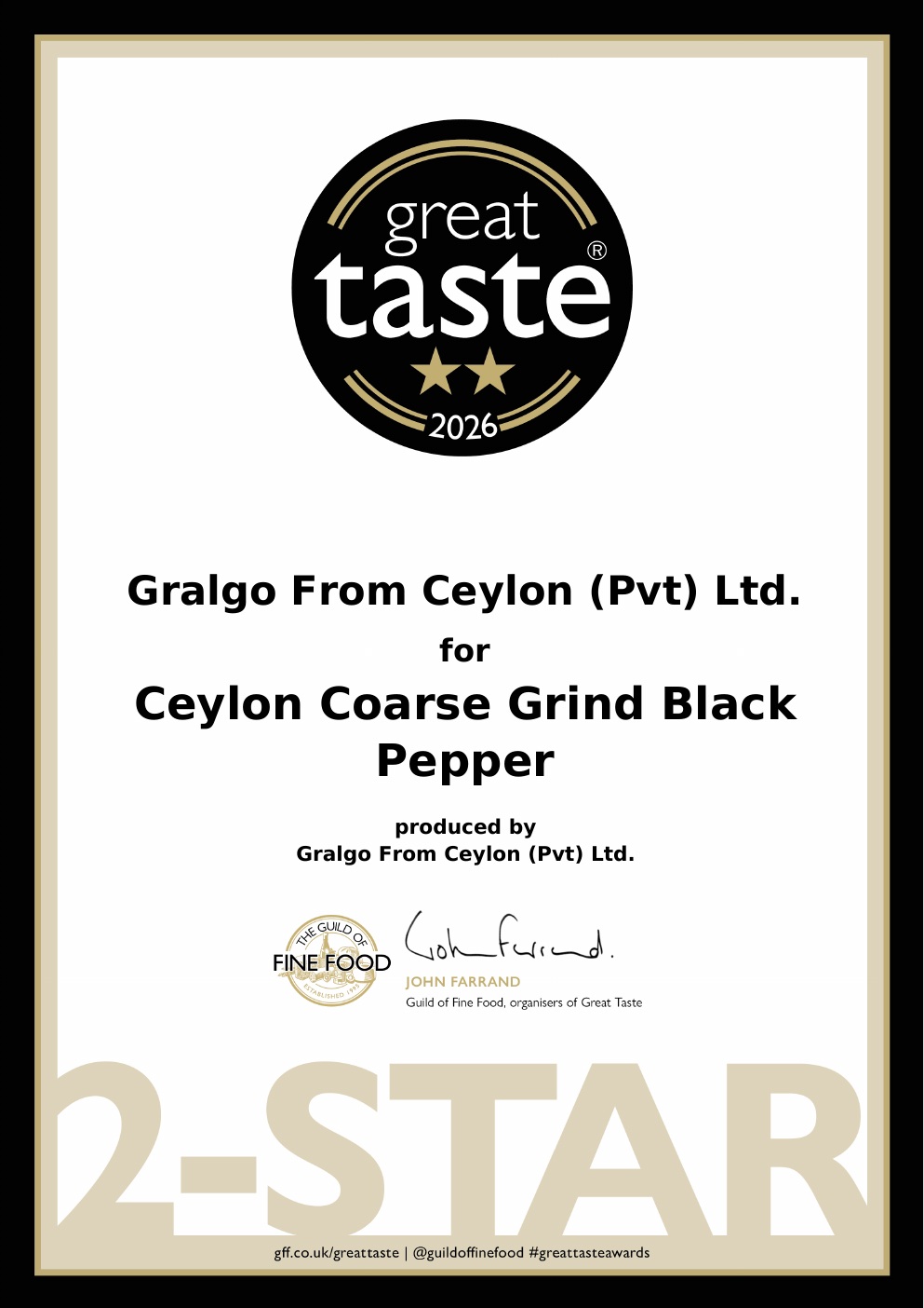 Great Taste certificate