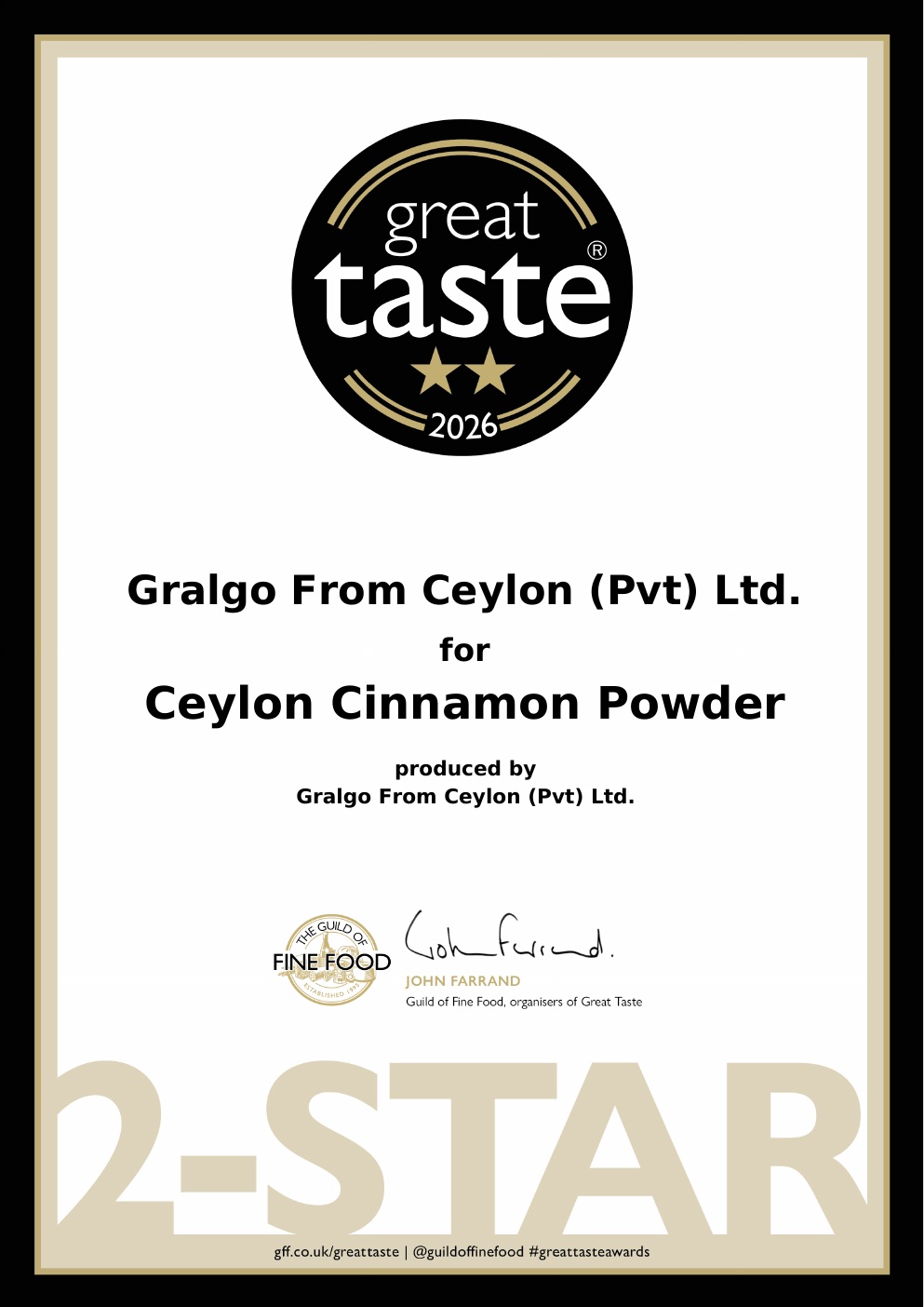 Great Taste certificate