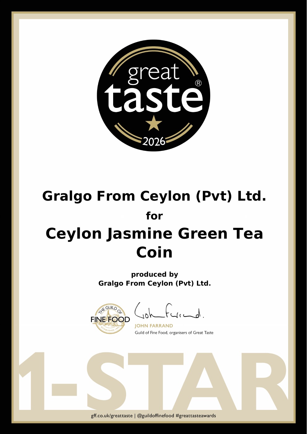 Great Taste certificate